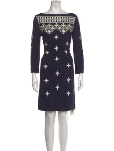 Pre-owned Tory Burch Printed Knee-length Dress In Blue