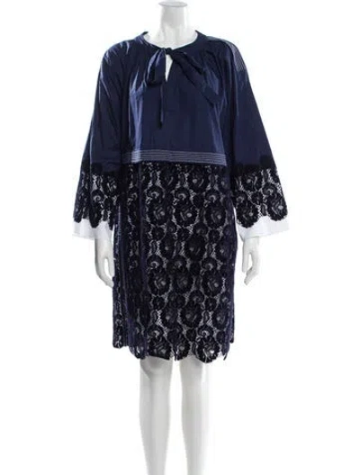 Pre-owned Tory Burch Printed Knee-length Dress In Blue