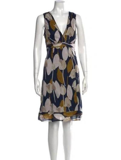 Pre-owned Tory Burch Printed Knee-length Dress In Blue