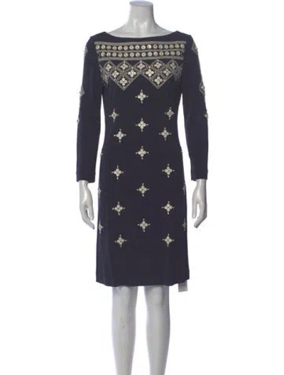 Pre-owned Tory Burch Printed Knee-length Dress In Blue