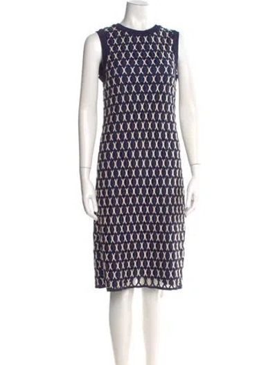 Pre-owned Tory Burch Printed Knee-length Dress In Blue