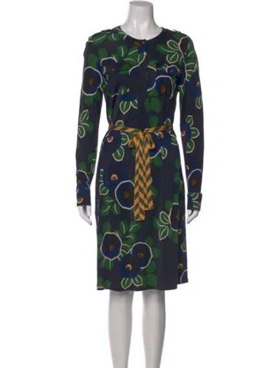 Pre-owned Tory Burch Printed Knee-length Dress In Blue