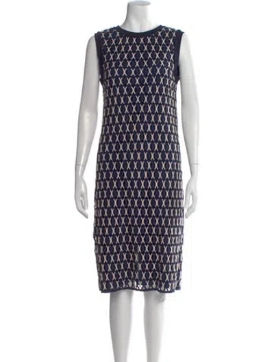 Pre-owned Tory Burch Printed Knee-length Dress In Blue