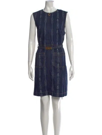 Pre-owned Tory Burch Printed Knee-length Dress In Blue