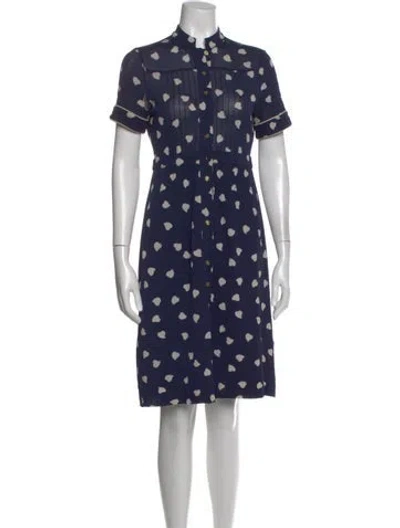 Pre-owned Tory Burch Printed Knee-length Dress In Blue