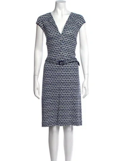 Pre-owned Tory Burch Printed Knee-length Dress In Blue