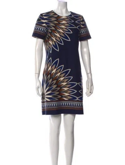 Pre-owned Tory Burch Printed Knee-length Dress In Blue