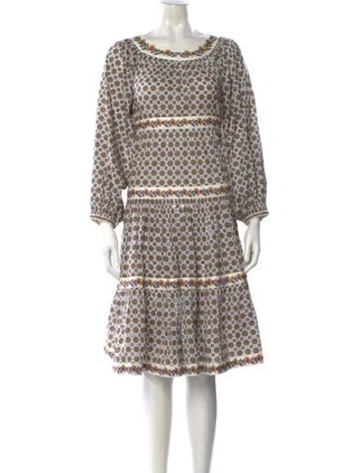 Pre-owned Tory Burch Printed Knee-length Dress In Blue