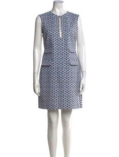 Pre-owned Tory Burch Printed Knee-length Dress In Blue