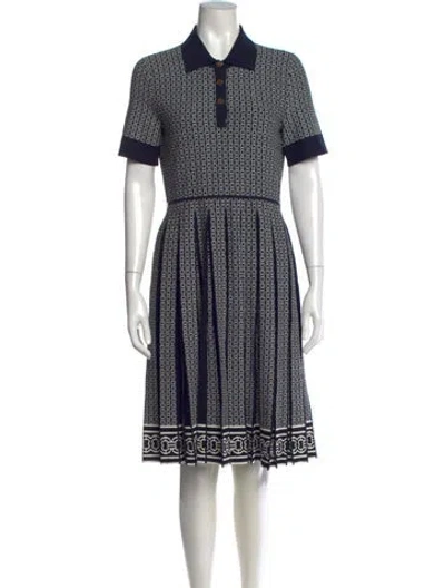 Pre-owned Tory Burch Printed Knee-length Dress In Blue