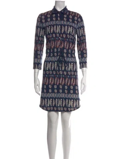 Pre-owned Tory Burch Printed Knee-length Dress In Blue