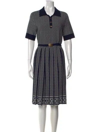 Pre-owned Tory Burch Printed Knee-length Dress In Blue