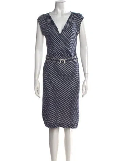 Pre-owned Tory Burch Printed Knee-length Dress In Blue