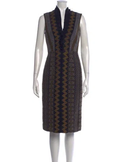 Pre-owned Tory Burch Printed Knee-length Dress In Blue