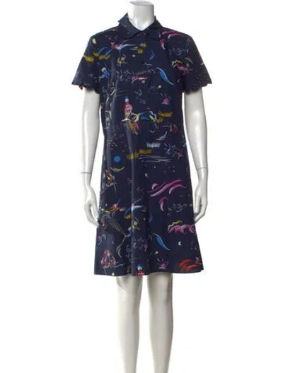 Pre-owned Tory Burch Printed Knee-length Dress In Blue