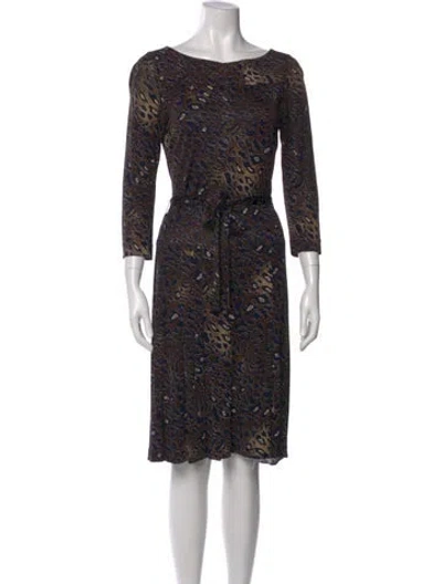 Pre-owned Tory Burch Printed Knee-length Dress In Brown
