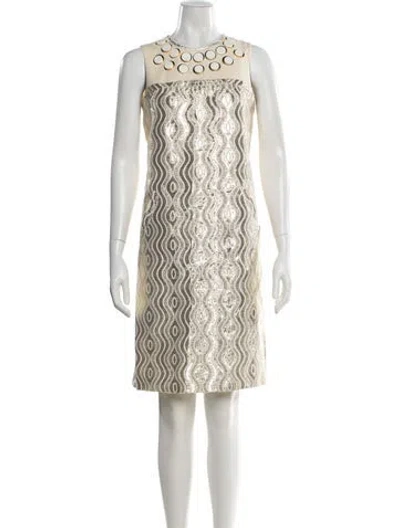 Pre-owned Tory Burch Printed Knee-length Dress In Gold