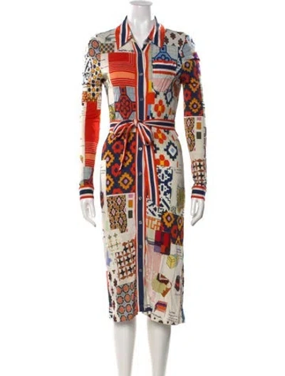 Pre-owned Tory Burch Printed Knee-length Dress In Multi