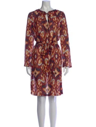 Pre-owned Tory Burch Printed Knee-length Dress In Neutral
