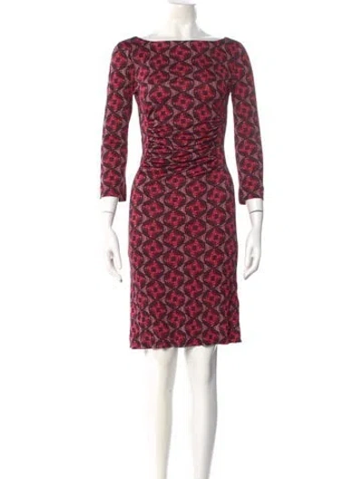 Pre-owned Tory Burch Printed Knee-length Dress In Red