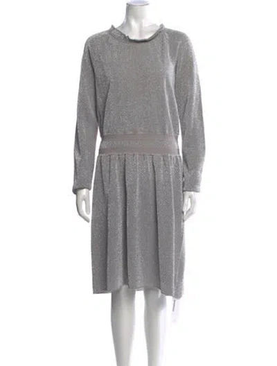 Pre-owned Tory Burch Printed Knee-length Dress In Silver
