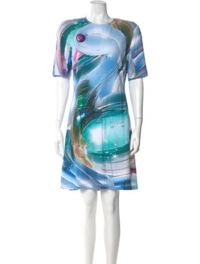 Pre-owned Tory Burch Printed Knee-length Dress W/ Tags In Blue