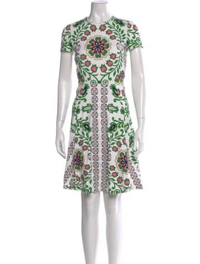 Pre-owned Tory Burch Printed Knee-length Dress In White
