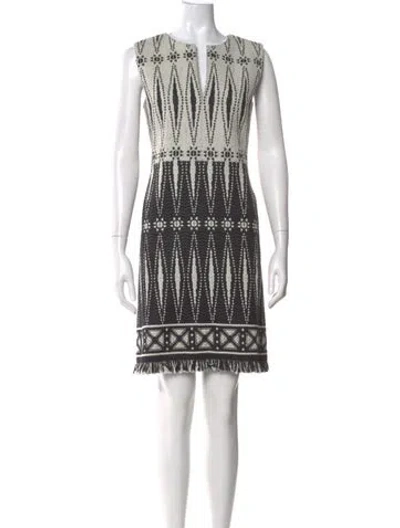 Pre-owned Tory Burch Printed Knee-length Dress In White
