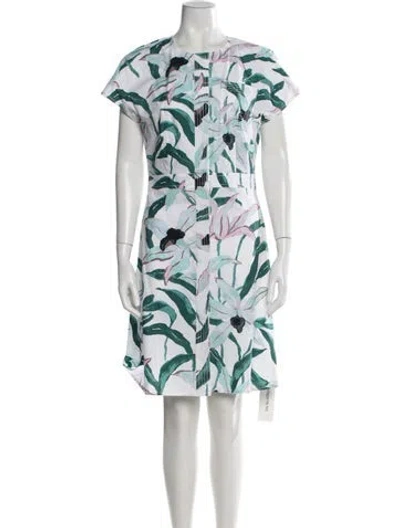 Pre-owned Tory Burch Printed Knee-length Dress In White