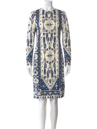 Pre-owned Tory Burch Printed Knee-length Dress In White