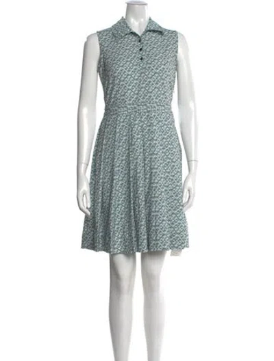 Pre-owned Tory Burch Printed Knee-length Dress In White