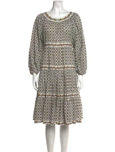 Pre-owned Tory Burch Printed Knee-length Dress In White