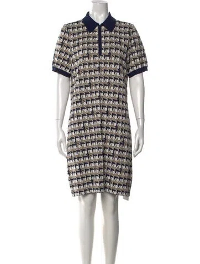 Pre-owned Tory Burch Printed Knee-length Dress In White