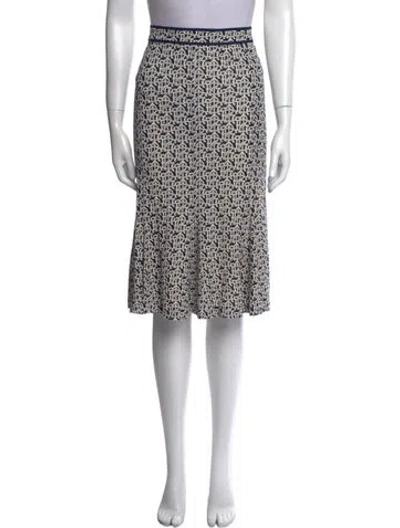 Pre-owned Tory Burch Printed Knee-length Skirt In Blue
