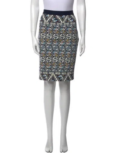 Pre-owned Tory Burch Printed Knee-length Skirt In Blue