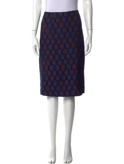 Pre-owned Tory Burch Printed Knee-length Skirt In Blue