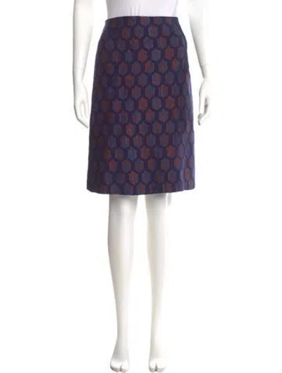 Pre-owned Tory Burch Printed Knee-length Skirt In Blue