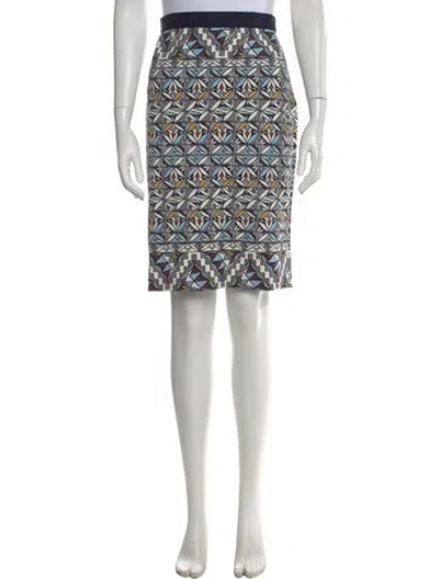 Pre-owned Tory Burch Printed Knee-length Skirt In Blue