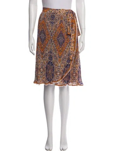Pre-owned Tory Burch Printed Knee-length Skirt In Brown