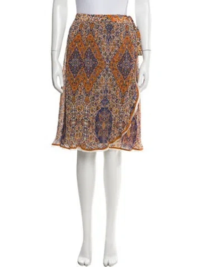 Pre-owned Tory Burch Printed Knee-length Skirt In Brown