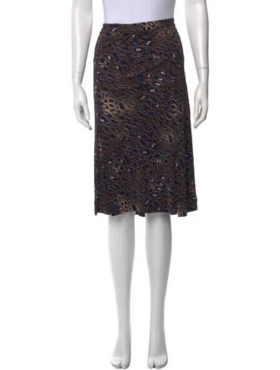 Pre-owned Tory Burch Printed Knee-length Skirt In Brown