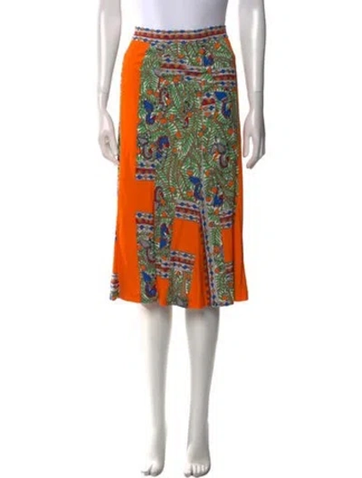 Pre-owned Tory Burch Printed Knee-length Skirt In Orange
