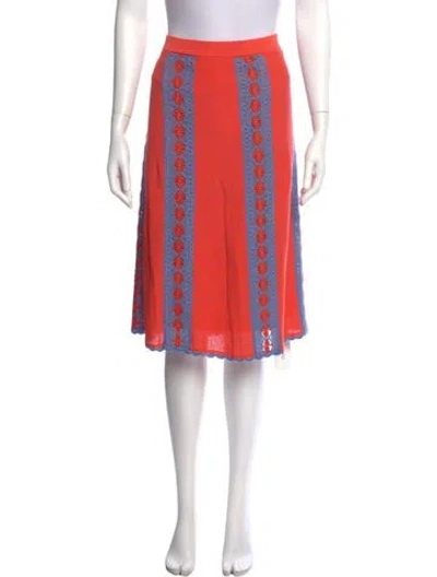 Pre-owned Tory Burch Printed Knee-length Skirt In Orange