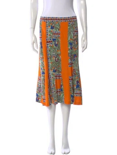 Pre-owned Tory Burch Printed Knee-length Skirt In Orange
