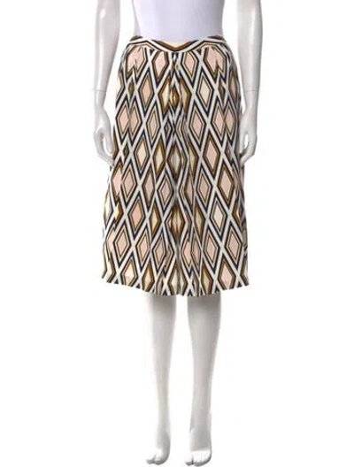 Pre-owned Tory Burch Printed Knee-length Skirt W/ Tags In White