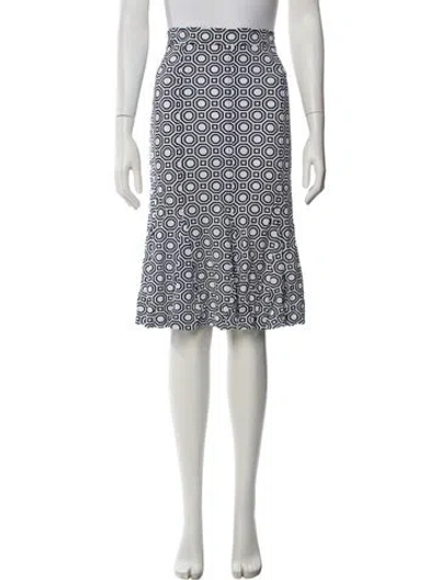 Pre-owned Tory Burch Printed Knee-length Skirt In White