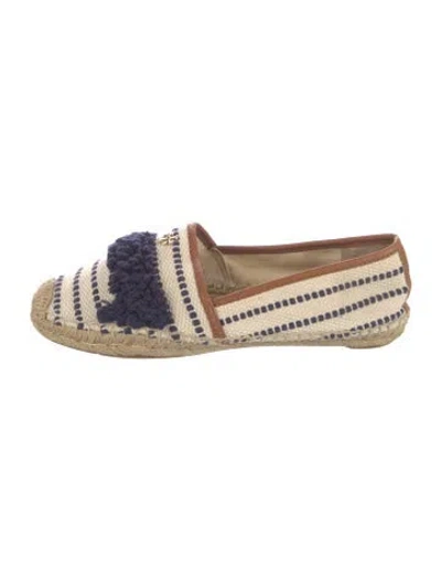 Pre-owned Tory Burch Printed Leather Trim Embellishment Espadrilles