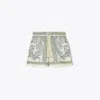 Tory Burch Printed Camp Shorts In Blue Zebra Scarf