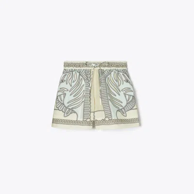 Tory Burch Printed Camp Shorts In Blue