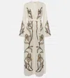 Tory Burch Applique Linen Caftan In White